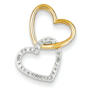 0.1 Carat 14K Gold Two-tone Diamond Double Heart Pendant