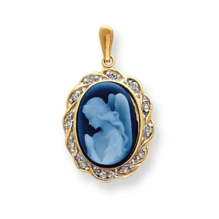 0.1 Carat 14K Gold Wings of Love Diamonds Cameo Pendant