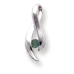 0.1 Carat 14K White Gold 3mm Emerald Pendant