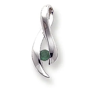 0.1 Carat 14K White Gold 3mm Emerald Pendant