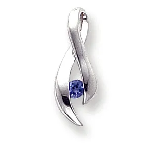 0.1 Carat 14K White Gold 3mm Tanzanite Pendant