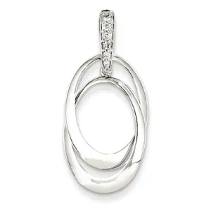 0.1 Carat 14K White Gold Diamond Double Oval Pendant