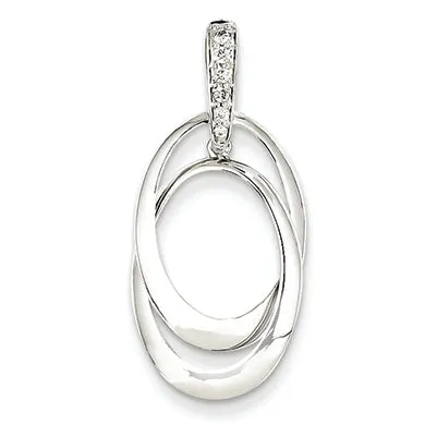 0.1 Carat 14K White Gold Diamond Double Oval Pendant