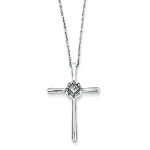 0.1 Carat 14K White Gold Diamond Eternal Life Cross Necklace