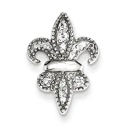 0.1 Carat 14K White Gold Fleur De Lis Diamond Pendant