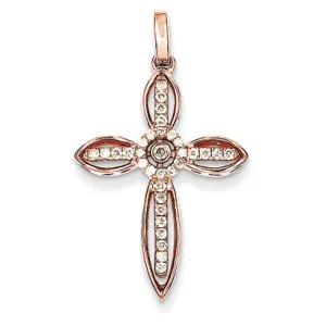 0.2 Carat 14K Gold Rose Gold Diamond Cross Pendant