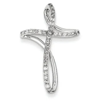0.2 Carat 14K White Gold & Diamond Cross Pendant Slide