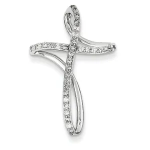 0.2 Carat 14K White Gold & Diamond Cross Pendant Slide