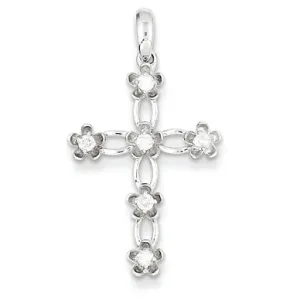 0.2 Carat 14K White Gold  Diamond Cross Pendant