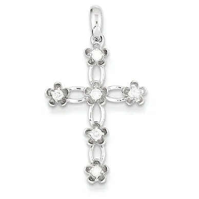 0.2 Carat 14K White Gold  Diamond Cross Pendant