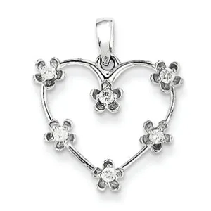 0.2 Carat 14K White Gold  Diamond Heart Pendant