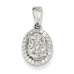 0.2 Carat 14K White Gold Diamond Oval Pendant