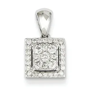 0.2 Carat 14K White Gold Diamond Square Pendant