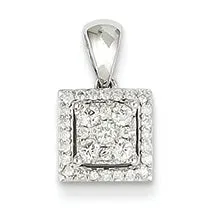0.2 Carat 14K White Gold Diamond Square Pendant