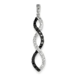 0.3 Carat 14K White Gold Black & White Diamond Twisted Pendant