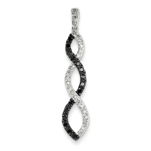 0.3 Carat 14K White Gold Black & White Diamond Twisted Pendant
