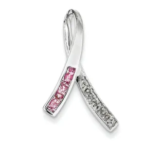 0.3 Carat 14K White Gold Diamond & Pink Sapphire Pendant