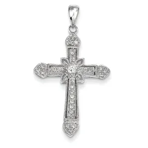 0.3 Carat 14K White Gold Filigree Diamond Cross Pendant