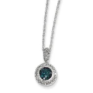 0.3 Carat 14K White Gold w- Blue and White Diamond Circle Pendant
