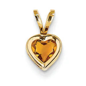 0.4 Carat 14K Gold 5mm Heart Citrine bezel pendant