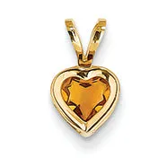 0.4 Carat 14K Gold 5mm Heart Citrine bezel pendant