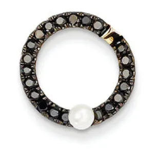 0.5 Carat 14K Gold Black Diamond and Fresh Water Pearl Pendant