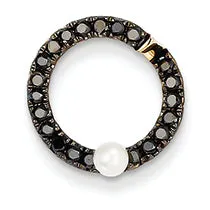 0.5 Carat 14K Gold Black Diamond and Fresh Water Pearl Pendant