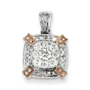 0.5 Carat 14K Gold White & Rose Rhodium Diamond Pendant