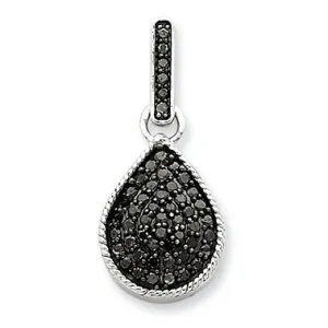 0.5 Carat 14K White Gold Black Diamond Teardrop Pendant