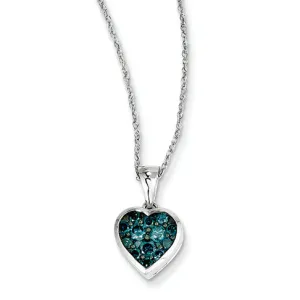 0.5 Carat 14K White Gold Blue Diamond Heart 18in Necklace