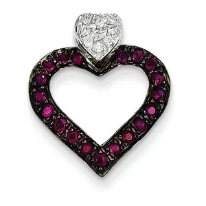 0.5 Carat 14K White Gold Completed Diamond & Ruby Heart Pendant