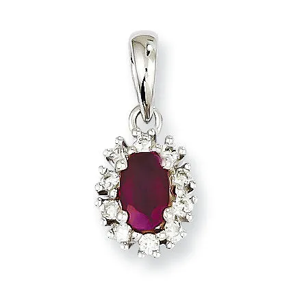 0.5 Carat 14K White Gold Diamond & Ruby Pendant