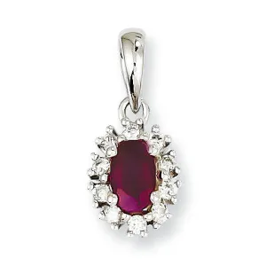 0.5 Carat 14K White Gold Diamond & Ruby Pendant