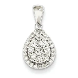 0.5 Carat 14K White Gold Diamond Teardrop Pendant