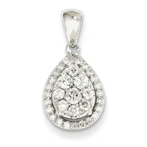 0.5 Carat 14K White Gold Diamond Teardrop Pendant