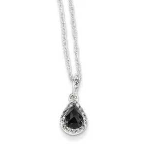 0.5 Carat 14K White Gold w- Black and White Diamond Teardrop Pendant