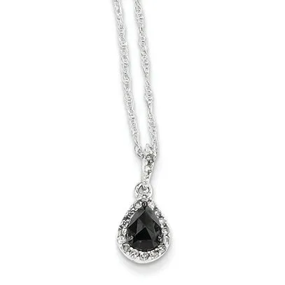 0.5 Carat 14K White Gold w- Black and White Diamond Teardrop Pendant