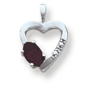 0.6 Carat 14K White Gold 6x4mm Oval Garnet Diamond pendant