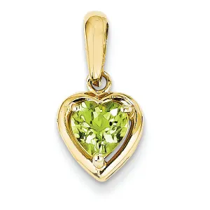 0.8 Carat 14K Gold 6mm Heart Peridot pendant