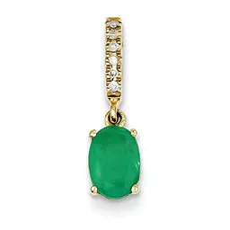 0.8 Carat 14K Gold Diamond and Emerald Pendant
