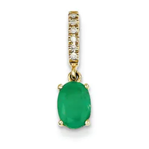 0.8 Carat 14K Gold Diamond and Emerald Pendant