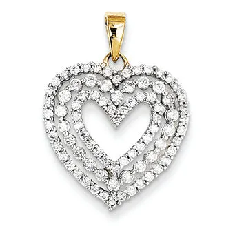 0.8 Carat 14K Gold Diamond Heart Pendant