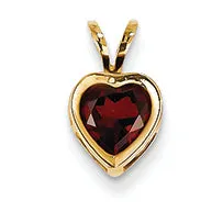 0.9 Carat 14K Gold 6mm Heart Garnet bezel pendant