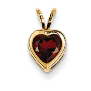0.9 Carat 14K Gold 6mm Heart Garnet bezel pendant