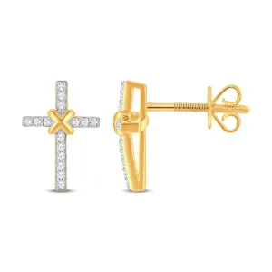 10 Karat Yellow Gold 0.09 Carat Diamond Cross Earrings-0125958-YG