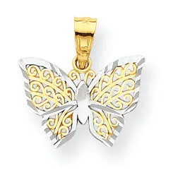 10K Gold & Rhodium Butterfly Charm