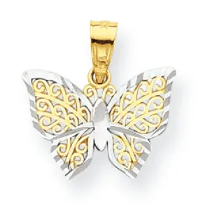 10K Gold & Rhodium Butterfly Charm