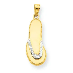 10K Gold & Rhodium Flip Flop Pendant