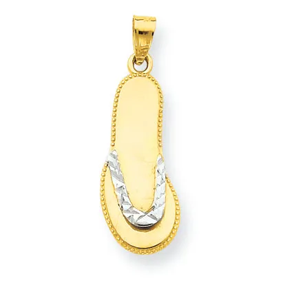 10K Gold & Rhodium Flip Flop Pendant