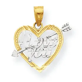 10K Gold & Rhodium I Love You Heart Charm
